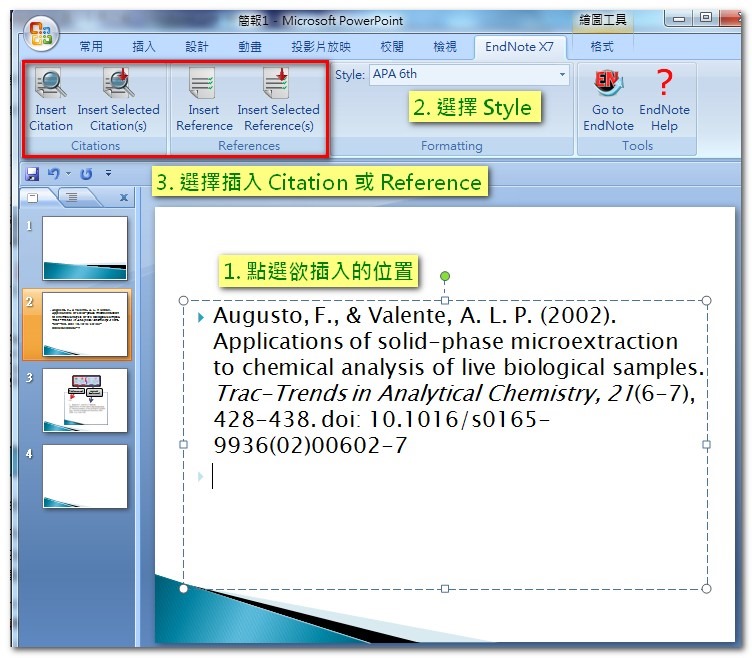 how to use endnote x7 in word 2003